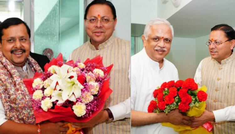 भाजपा के नवनियुक्त राष्ट्रीय अध्यक्ष नितिन नबीन और राष्ट्रीय महासचिव (संगठन) बीएल संतोष का स्वागत करते सीएम पुष्कर सिंह धामी।...Pic Source : CM Dhami/Facebook